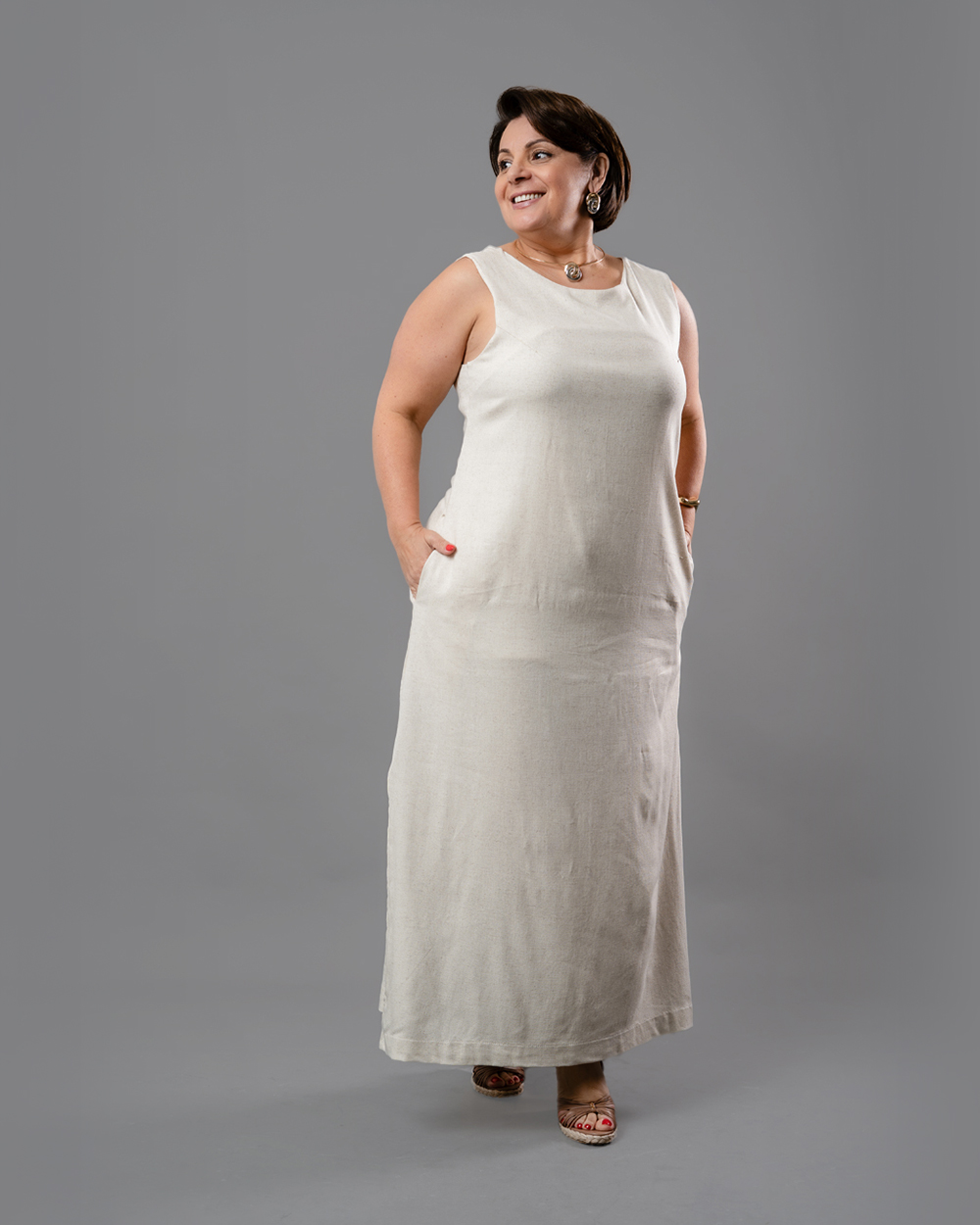 Vestido Linho Plus  6285