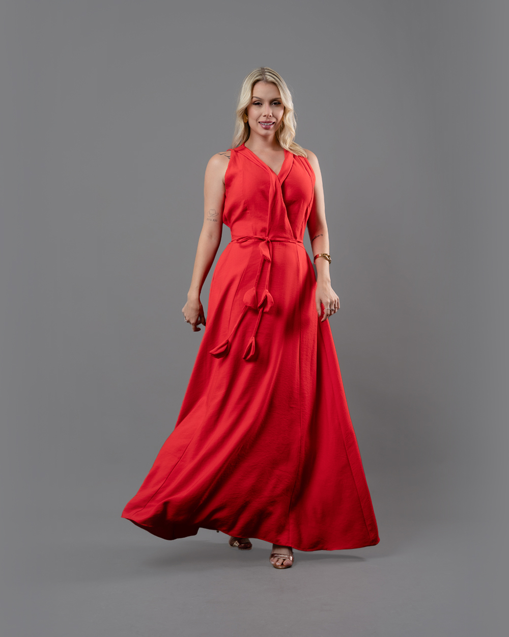 Vestido Cinto Folhas  6270